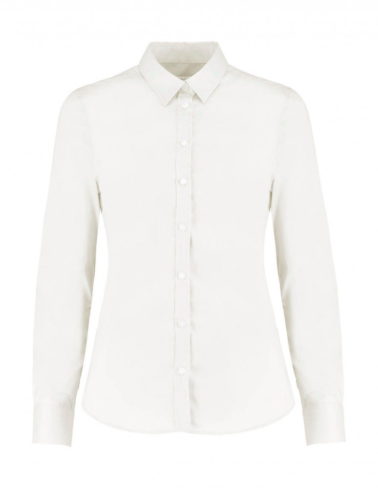 Női hosszú ujjú blúz Kustom Kit Women's Tailored Fit Stretch Oxford Shirt LS 2XL, Fehér