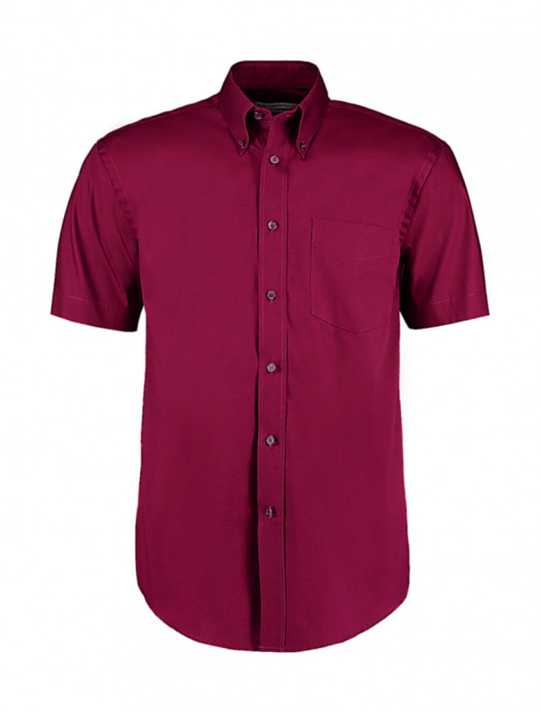 Férfi rövid ujjú Ing Kustom Kit Classic Fit Premium Oxford Shirt SSL 2XL, Burgundi vörös