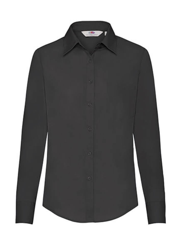 Női Blúz Hosszú ujjú Fruit of the Loom Poplin Shirt Long Sleeve Lady-Fit - 3XL, Fekete