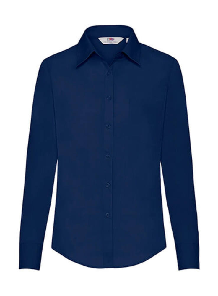 Női Blúz Hosszú ujjú Fruit of the Loom Poplin Shirt Long Sleeve Lady-Fit - XS, Sötétkék (navy)