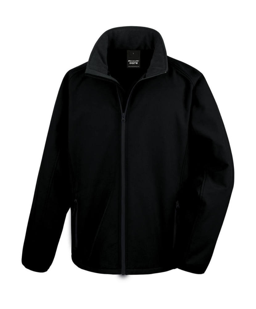 Férfi Softshell Hosszú ujjú Result Printable Softshell Jacket - L, Fekete/fekete