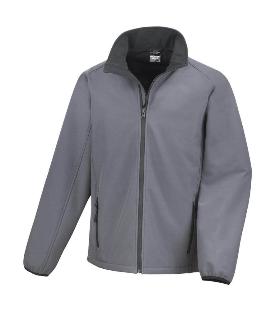 Férfi Softshell Hosszú ujjú Result Printable Softshell Jacket - 2XL, Szénszürke/Fekete
