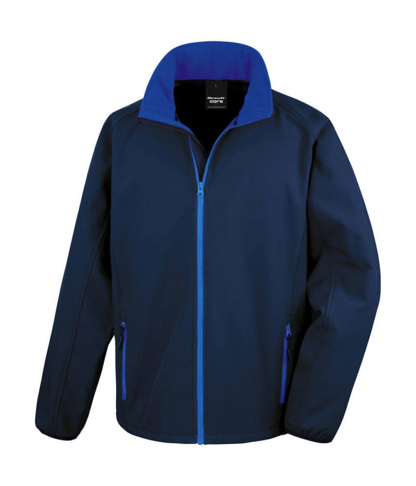 Férfi Softshell Hosszú ujjú Result Printable Softshell Jacket - 2XL, Sötétkék/Királykék