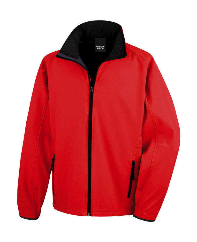 Férfi Softshell Hosszú ujjú Result Printable Softshell Jacket - 3XL, Piros/Fekete