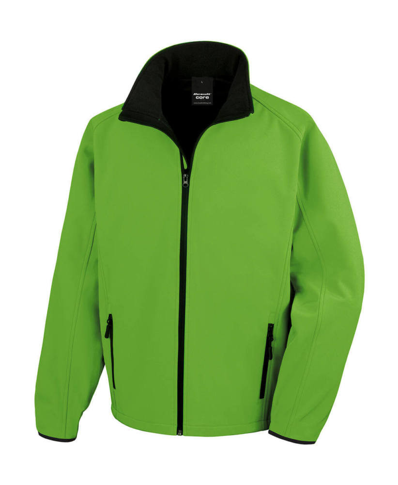 Férfi Softshell Hosszú ujjú Result Printable Softshell Jacket - 2XL, Vivid Zöld/Fekete