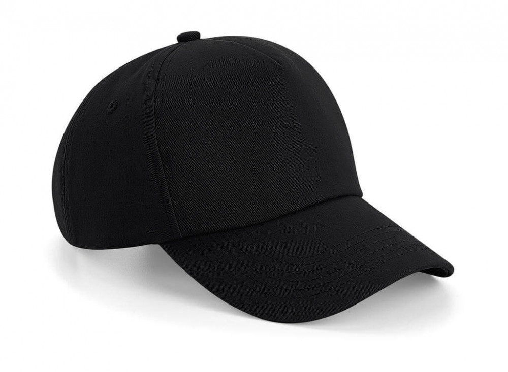 Uniszex sapka Beechfield Authentic 5 Panel Cap Egy méret, Fekete