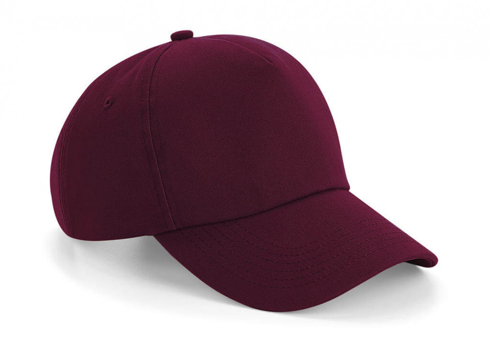 Uniszex sapka Beechfield Authentic 5 Panel Cap Egy méret, Burgundi