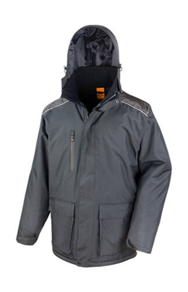 Uniszex Kabát Kapucnis Hosszú ujjú Result Work-Guard Vostex Long Coat -3XL, Fekete