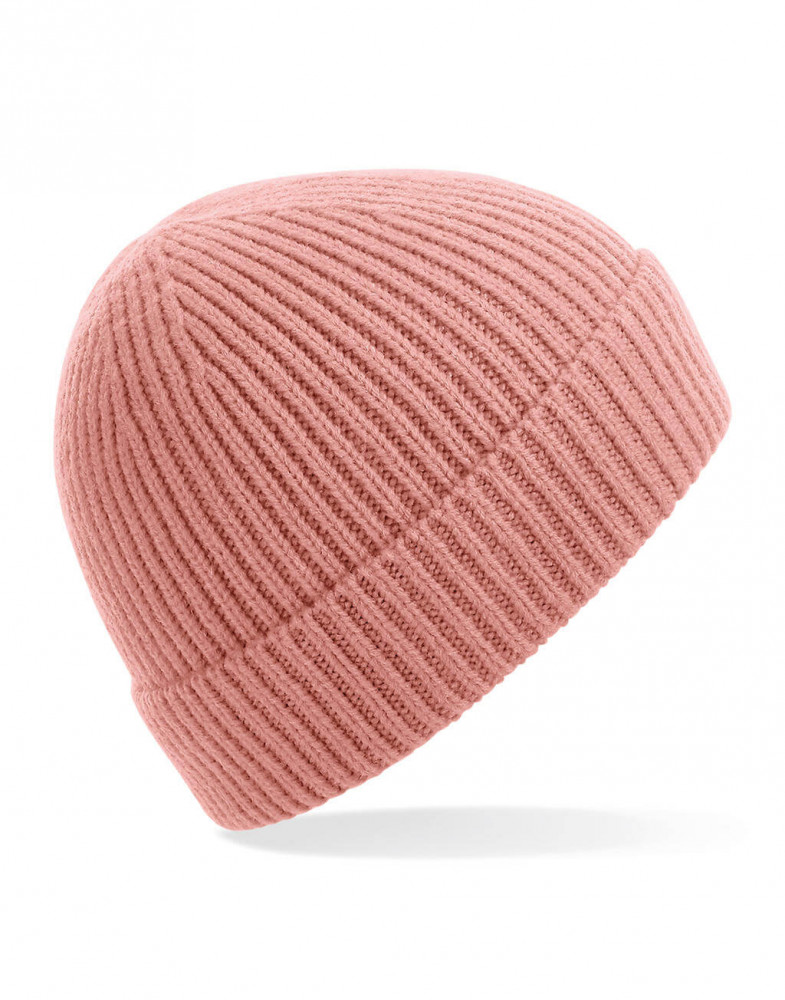 Uniszex téli sapka Beechfield Engineered Knit Ribbed Beanie Egy méret, Fehér
