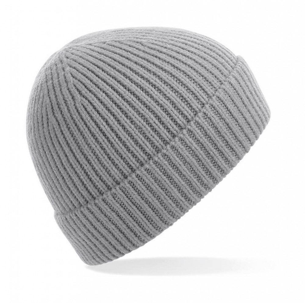 Uniszex téli sapka Beechfield Engineered Knit Ribbed Beanie Egy méret, Világos Szürke