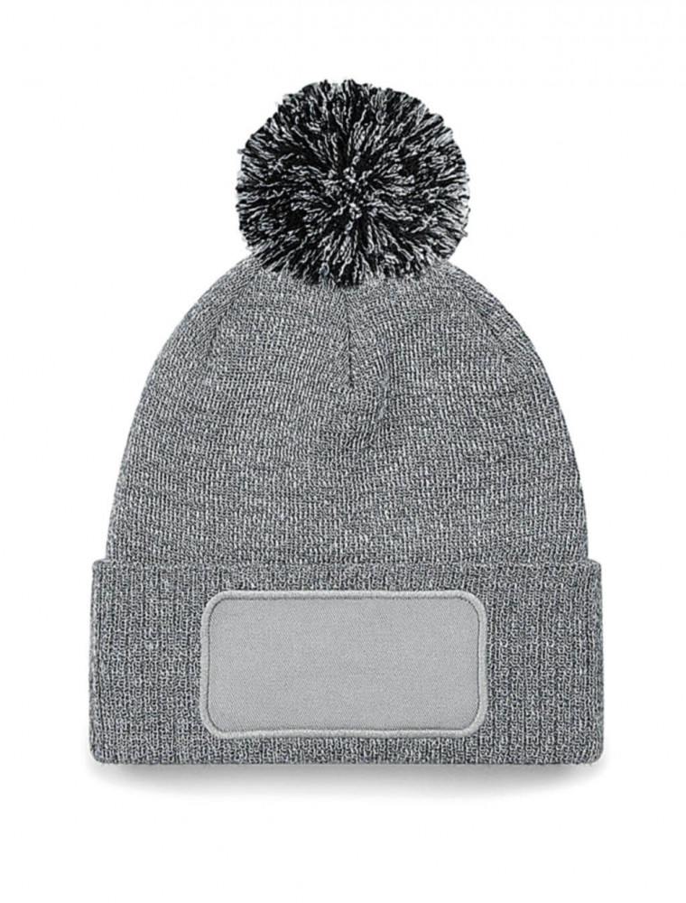 Uniszex téli sapka Beechfield Snowstar Printers Beanie Egy méret, Heather szürke/Fekete