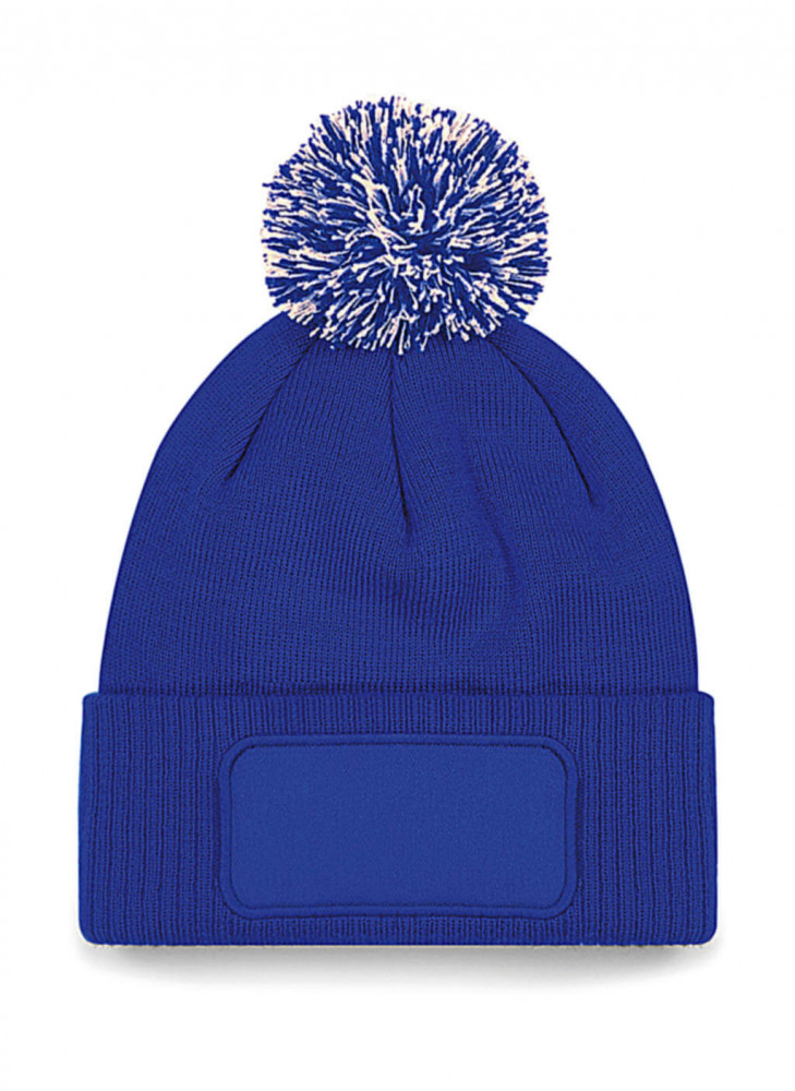 Uniszex téli sapka Beechfield Snowstar Printers Beanie Egy méret, Világos Királykék/Törtfehér