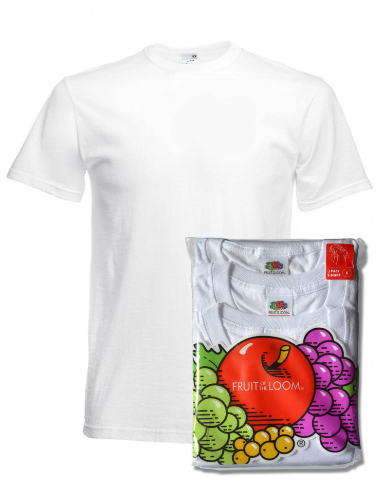 Férfi rövid ujjú póló Fruit of the Loom Fruit Underwear T 3 csomag S, Fehér
