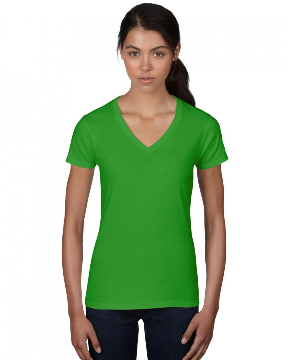 Női póló Anvil ANL88V Fashion Basic v-nyakú póló -S, Green Apple