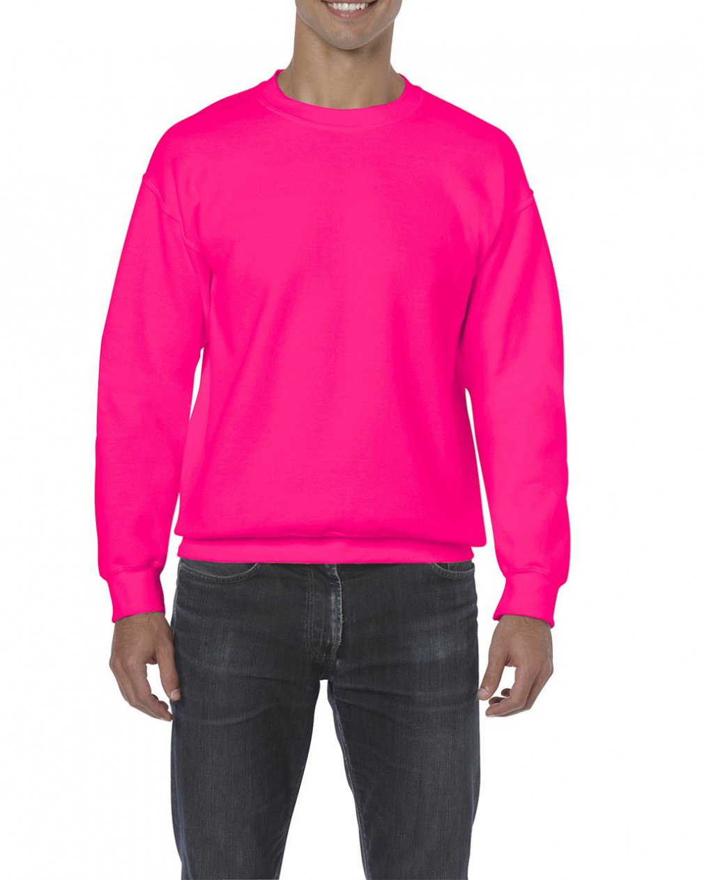 Uniszex pulóver Gildan GI18000 Heavy Blend Adult Crewneck Sweatshirt -S, Safety Pink