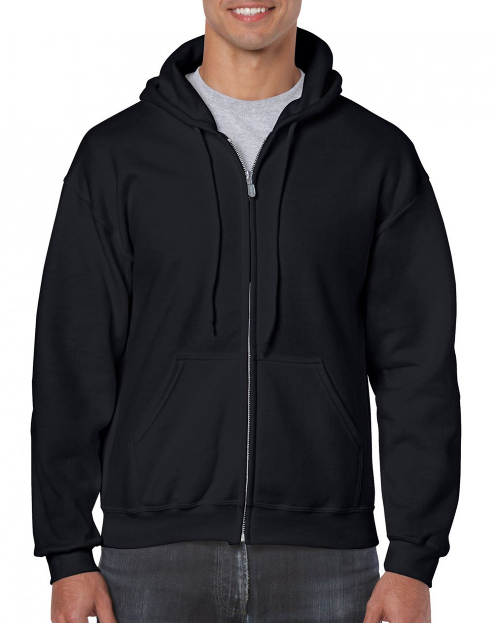 Uniszex kapucnis pulóver Gildan GI18600 Heavy Blend Adult Full Zip Hooded Sweatshirt -L, Black