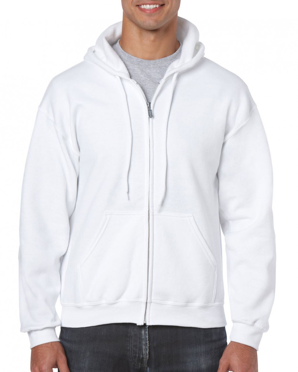 Uniszex kapucnis pulóver Gildan GI18600 Heavy Blend Adult Full Zip Hooded Sweatshirt -XL, White