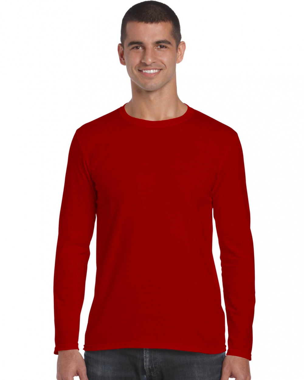 Uniszex póló Gildan GI64400 Softstyle Felnőtt Hosszú Ujjú póló -M, Red