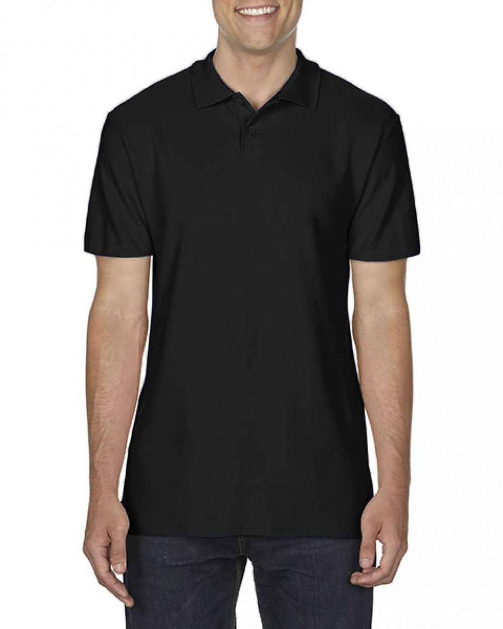 Férfi galléros póló Gildan GI64800 Softstyle Adult Double piqué polo -3XL, Black