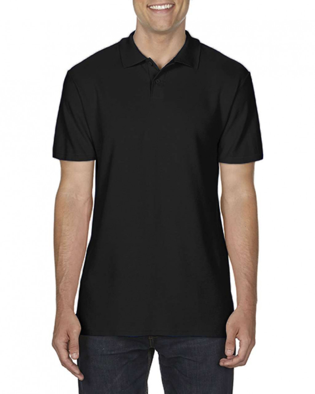 Férfi galléros póló Gildan GI64800 Softstyle Adult Double piqué polo -S, Black