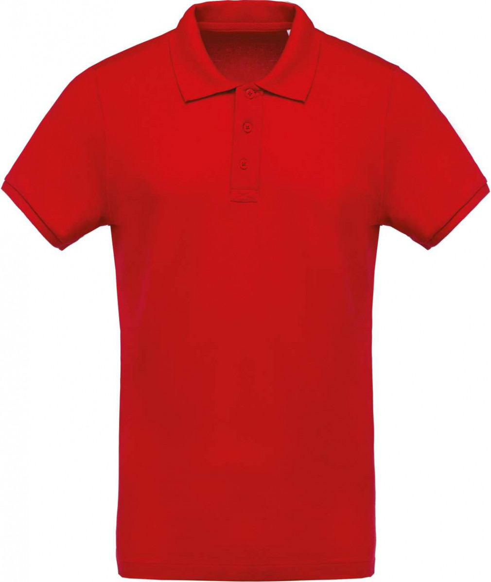 Férfi póló Kariban KA209 Men'S Organic piqué Short-Sleeved polo Shirt -L, Red