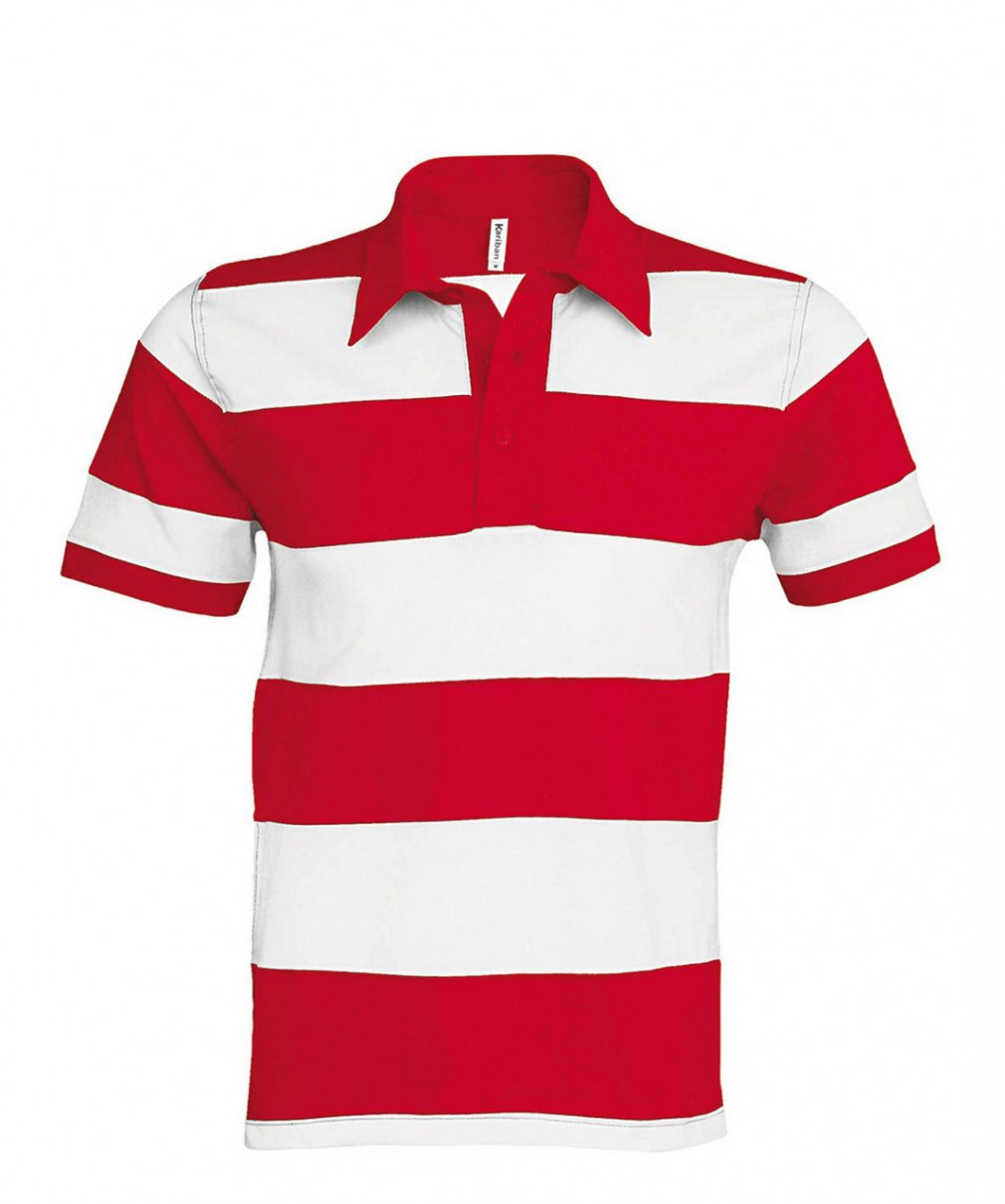 Férfi galléros póló Kariban KA237 Ray - Short-Sleeved Striped polo Shirt -2XL, Red/White
