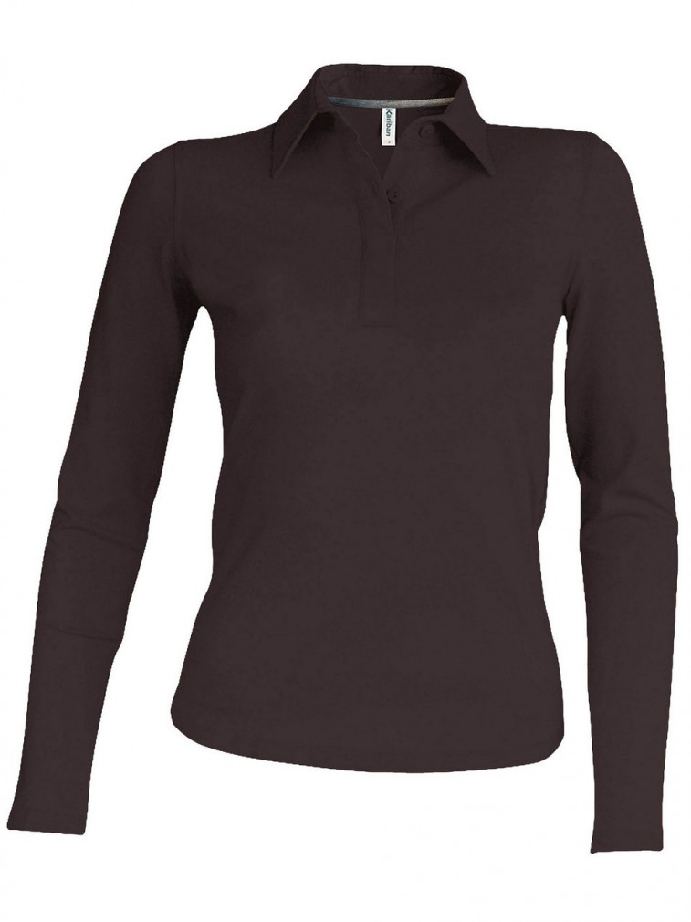 Női galléros póló Kariban KA244 Ladies' Long-Sleeved polo Shirt -2XL, Chocolate Női galléros póló Kariban KA244 Ladies' Long-Sleeved polo Shirt -2XL, Chocolate