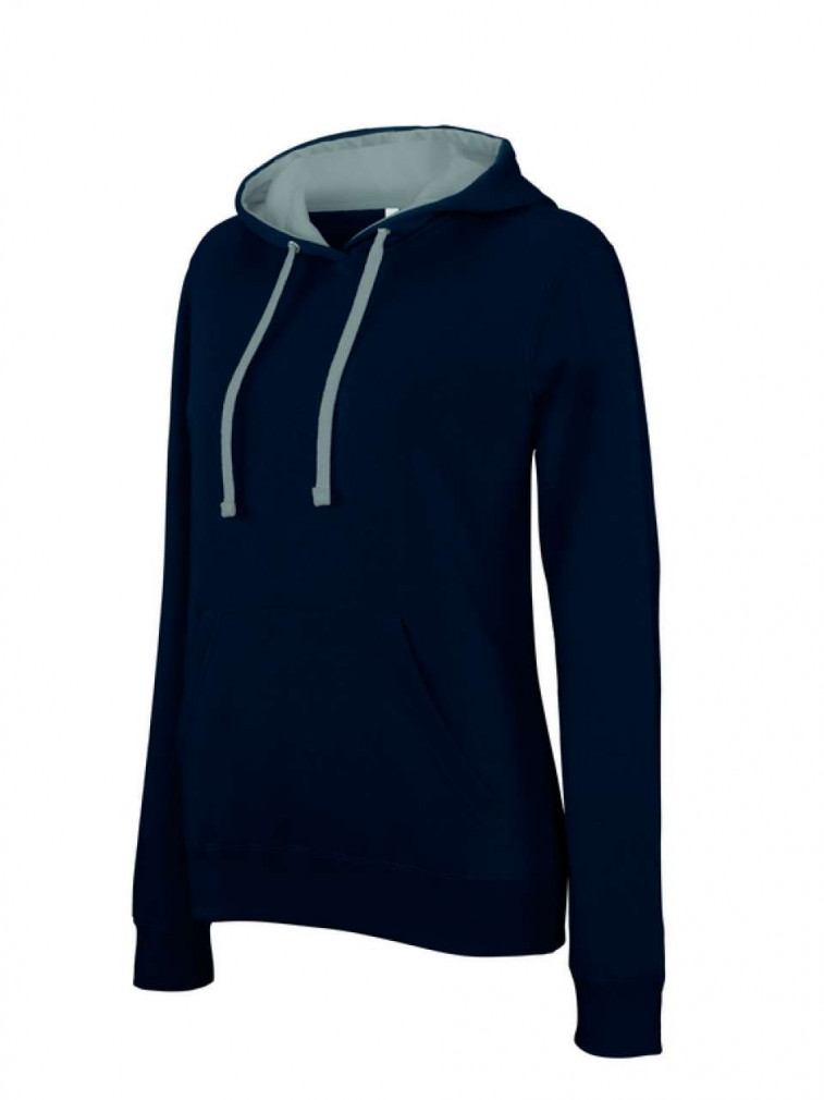 Női kapucnis pulóver Kariban KA465 Ladies’ Contrast Hooded Sweatshirt -L, Navy/Red