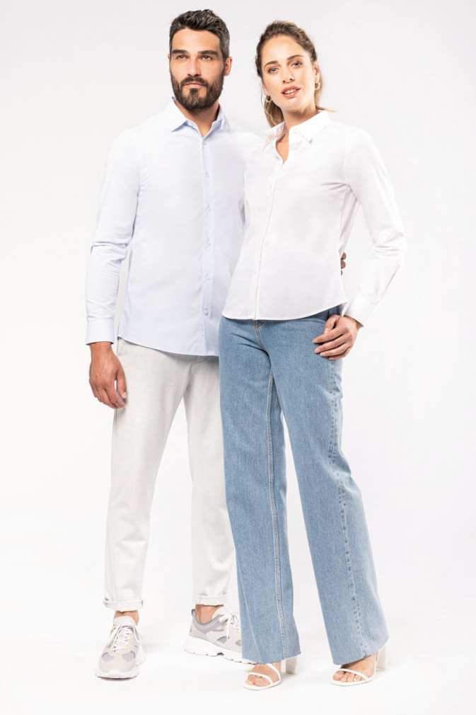 Női blúz Kariban KA510 Ladies’ Long-Sleeved Cotton poplin Shirt -XL, White