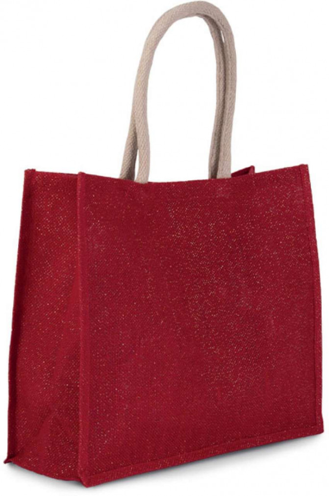 Uniszex táska Kimood KI0219 Jute Beach Bag -Egy méret, Cherry Red/Gold