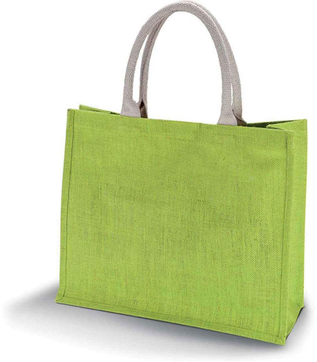 Uniszex táska Kimood KI0219 Jute Beach Bag -Egy méret, Lime Green