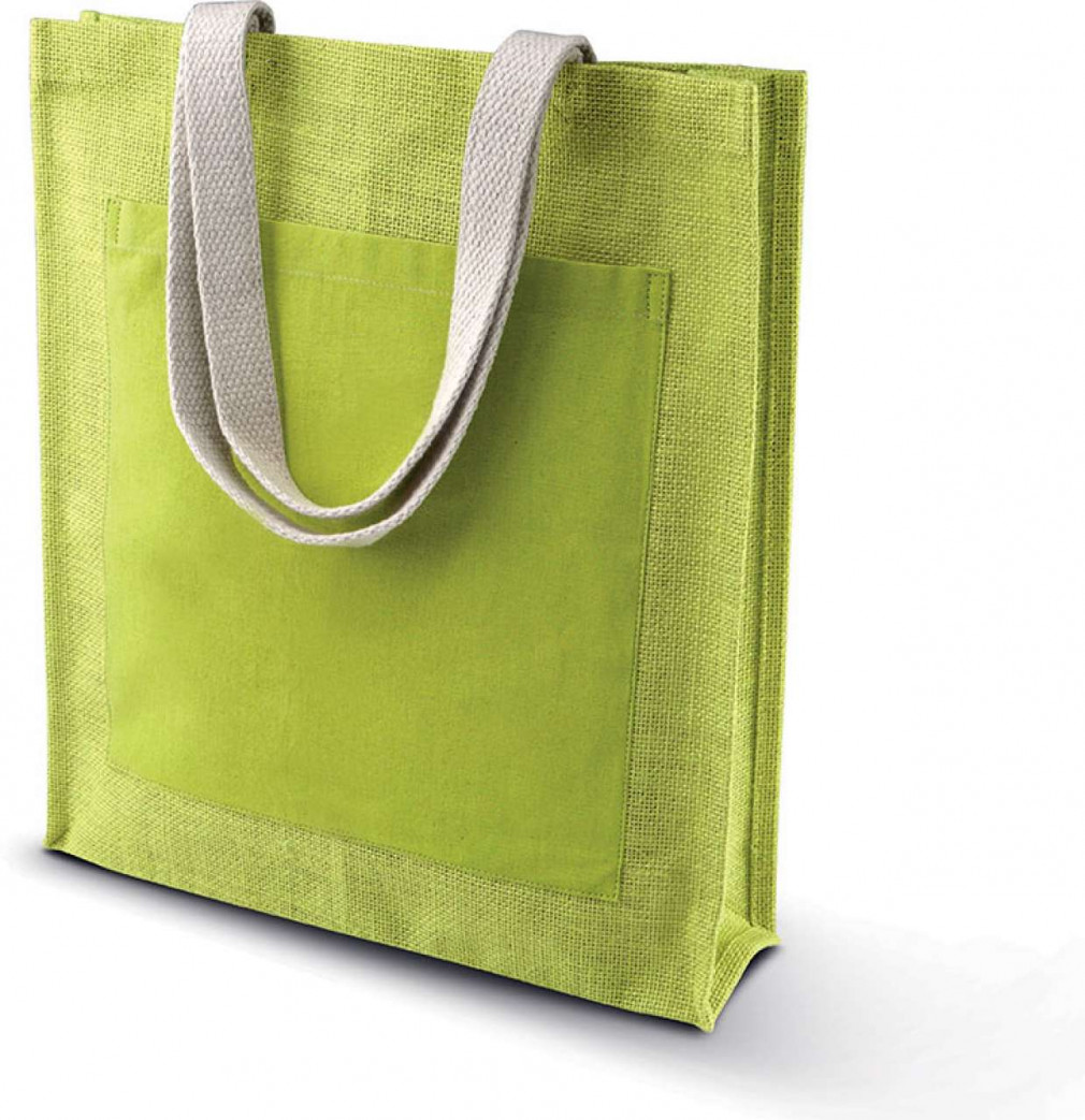 Uniszex táska Kimood KI0221 Jute Shopper Bag -Egy méret, Lime