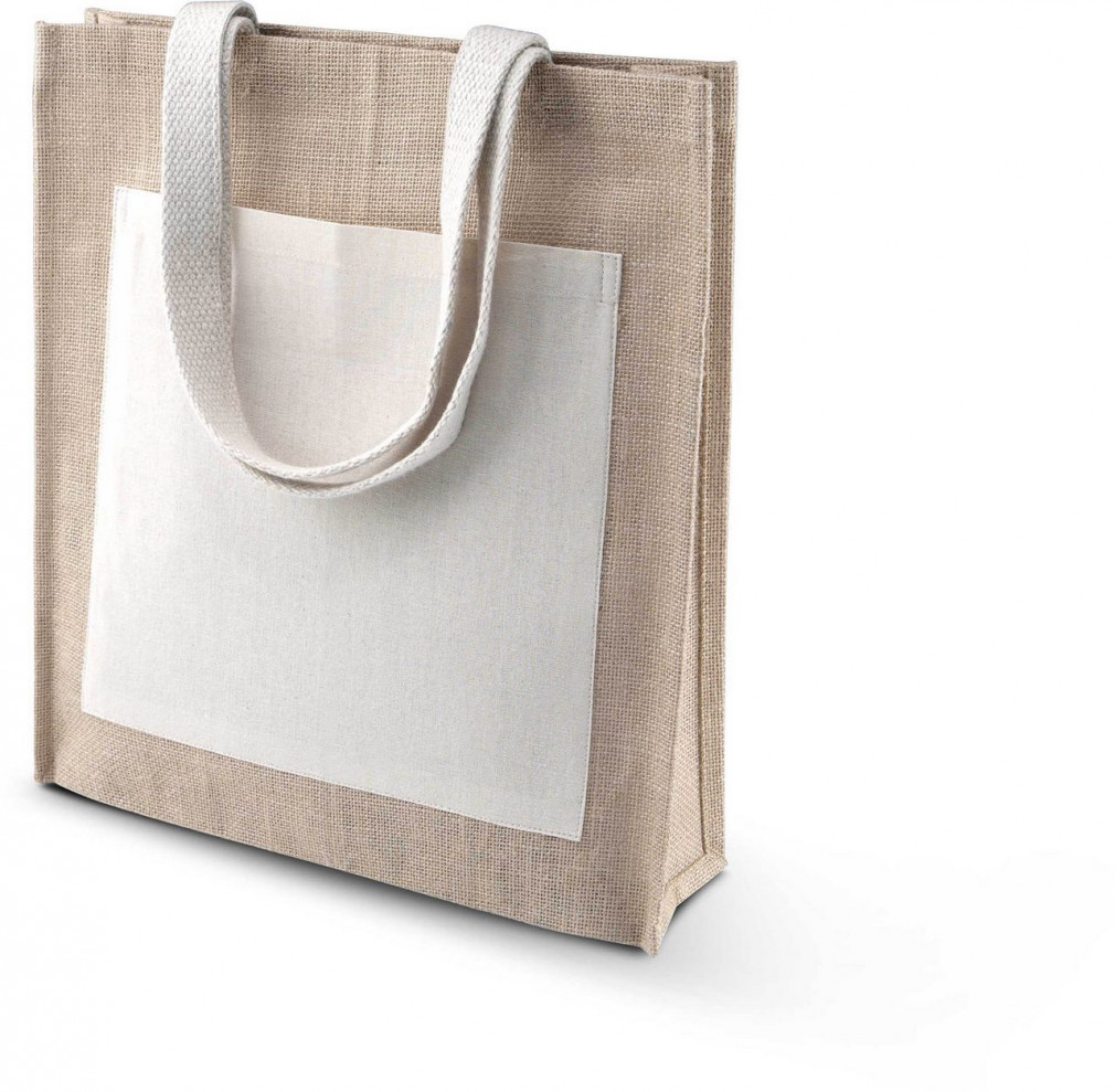 Uniszex táska Kimood KI0221 Jute Shopper Bag -Egy méret, Natural/Gold