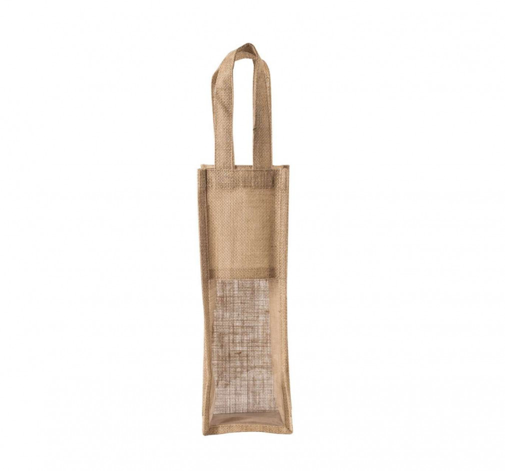 Uniszex táska Kimood KI0267 Jute Bottle Bag -Egy méret, Natural