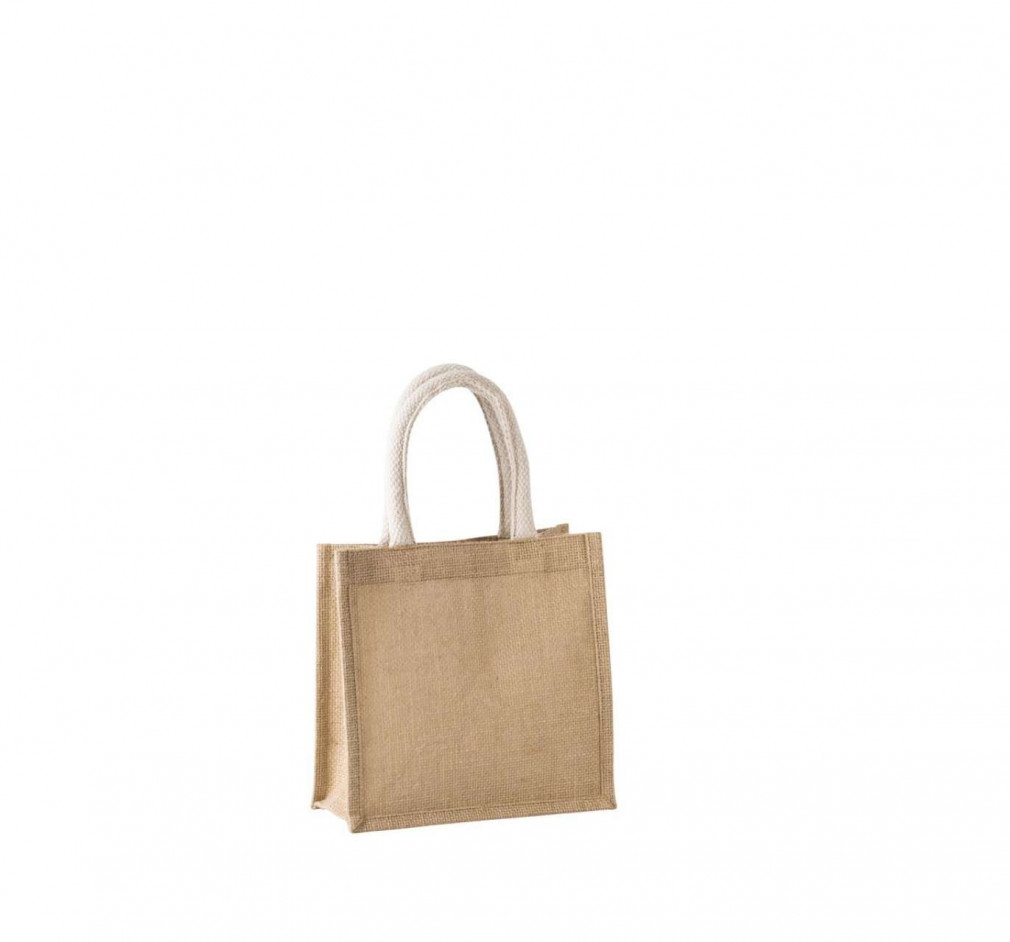 Uniszex bevásárló táska Kimood KI0272 Jute Canvas Tote - Small -Egy méret, Natural/Gold