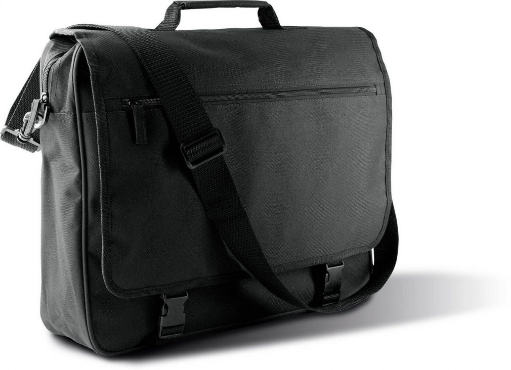 Uniszex táska Kimood KI0412 Document Bag With Front Flap -Egy méret, Black/Light Grey