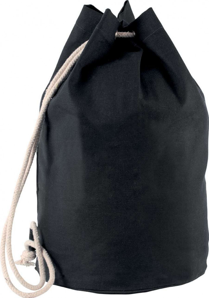 Uniszex táska Kimood KI0629 Cotton Sailor-Style Bag With Drawstring -Egy méret, Black