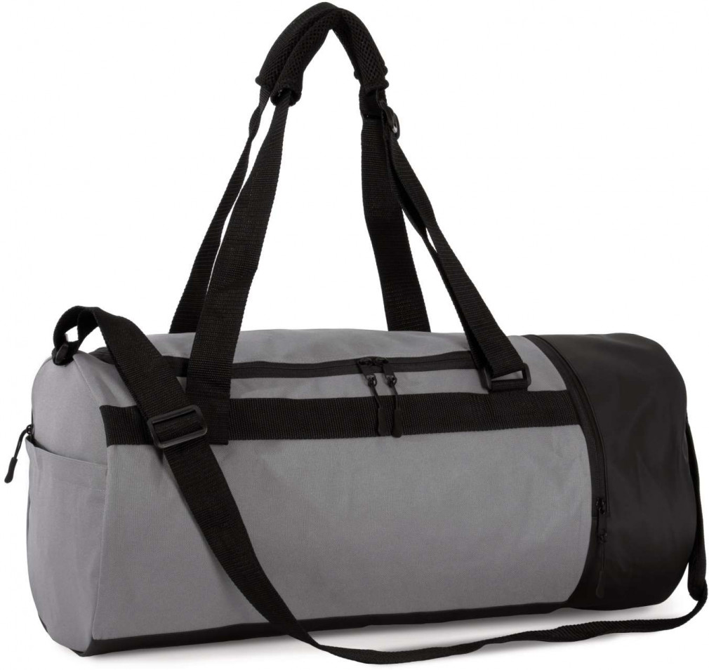 Uniszex táska Kimood KI0630 Tubular Sports Bag With Separate Shoe Compartment -Egy méret, Dark Cool Grey/Black