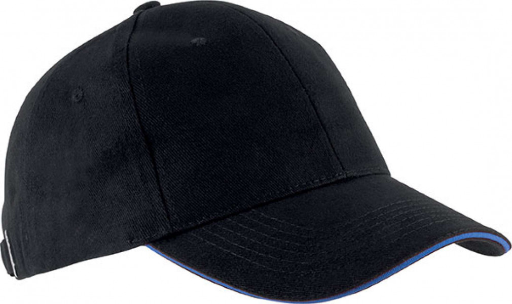 Uniszex sapka Kariban KP011 Orlando - Oekotex Certified 6 panel Cap -Egy méret, Black/White