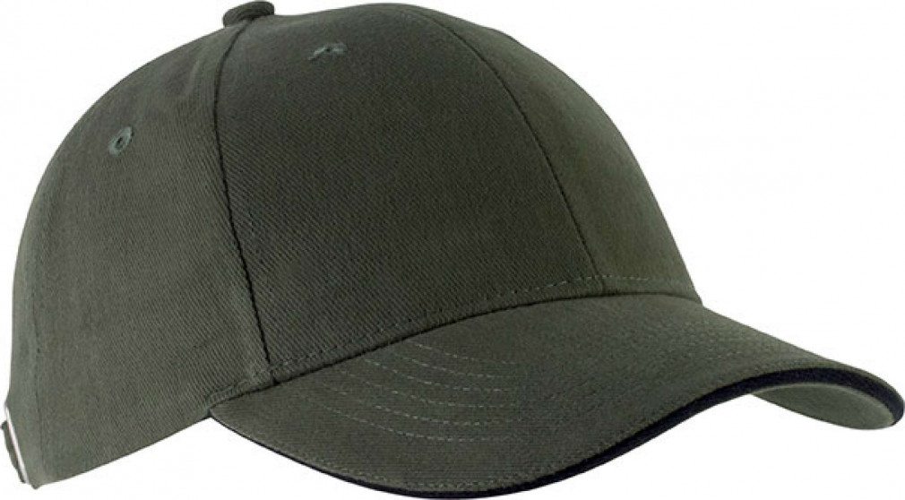 Uniszex sapka Kariban KP011 Orlando - Oekotex Certified 6 panel Cap -Egy méret, Khaki/Black