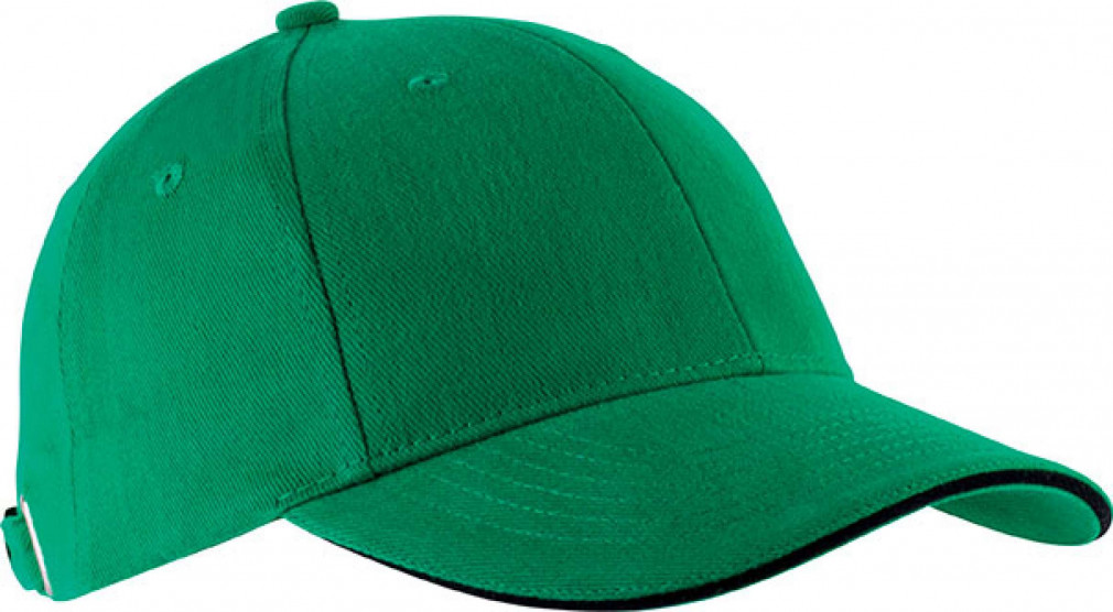 Uniszex sapka Kariban KP011 Orlando - Oekotex Certified 6 panel Cap -Egy méret, Kelly Green/Black