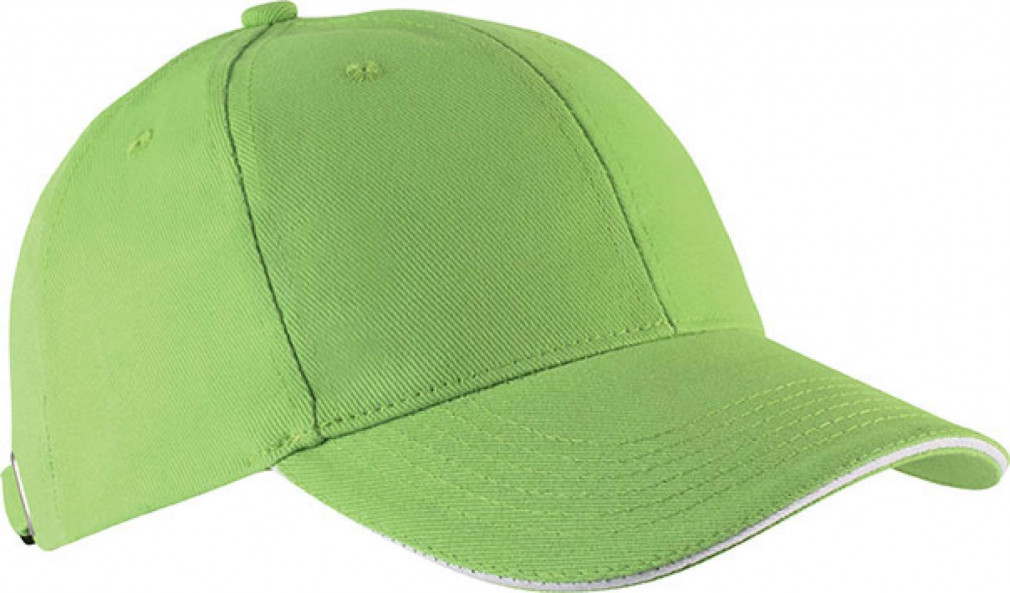 Uniszex sapka Kariban KP011 Orlando - Oekotex Certified 6 panel Cap -Egy méret, Lime/White