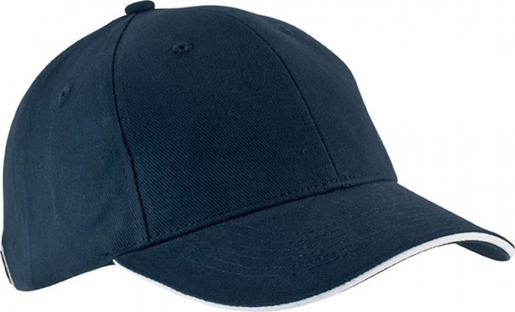Uniszex sapka Kariban KP011 Orlando - Oekotex Certified 6 panel Cap -Egy méret, Navy/White
