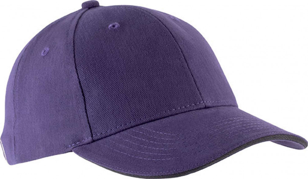Uniszex sapka Kariban KP011 Orlando - Oekotex Certified 6 panel Cap -Egy méret, Purple/Dark Grey