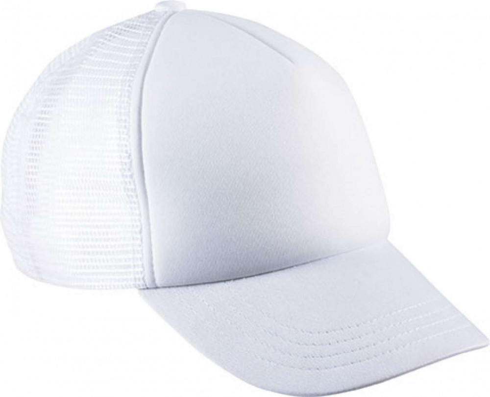Gyerek sapka K-UP KP143 Kids' Trucker Mesh Cap - 5 panels -Egy méret, White/Fluorescent Orange