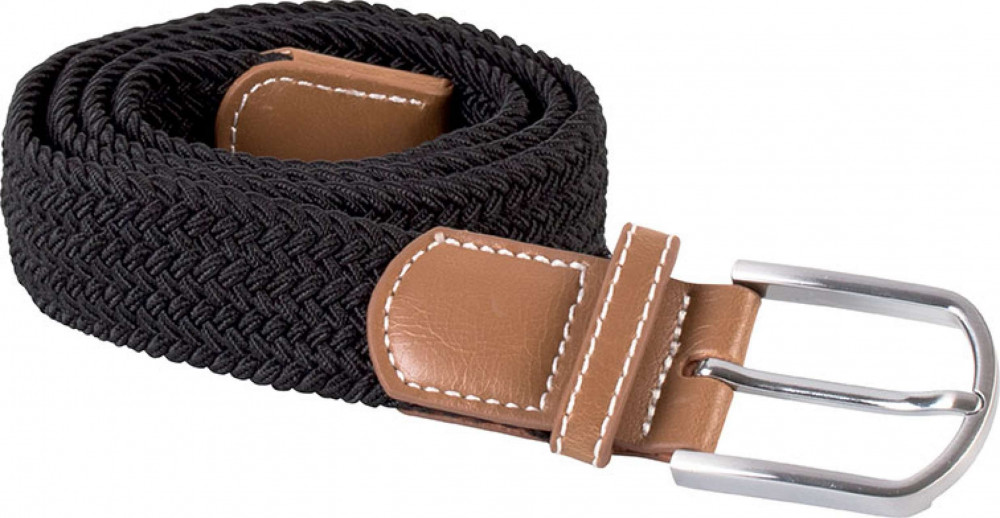 Uniszex K-UP KP805 Braided Elasticated Belt -Egy méret, Black/Mid Grey
