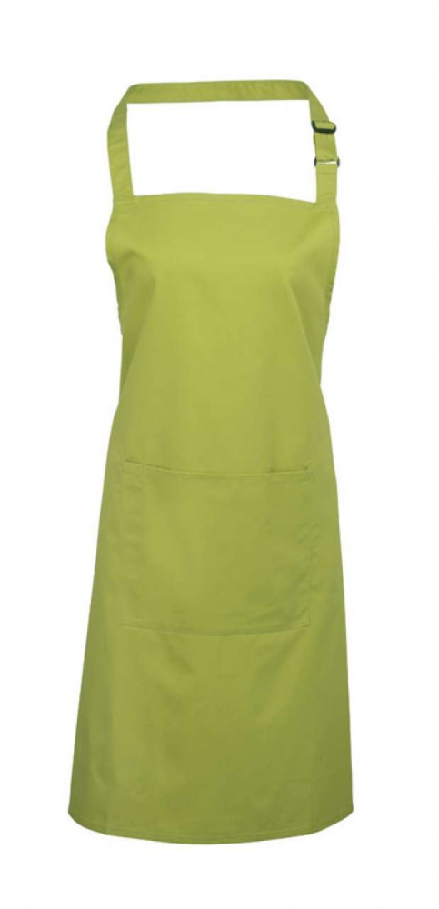 Uniszex, női, férfi zsebes kötény, szakács, pincér Premier PR154 ‘Colours’ Bib Apron With pocket -Egy méret, Oasis Green