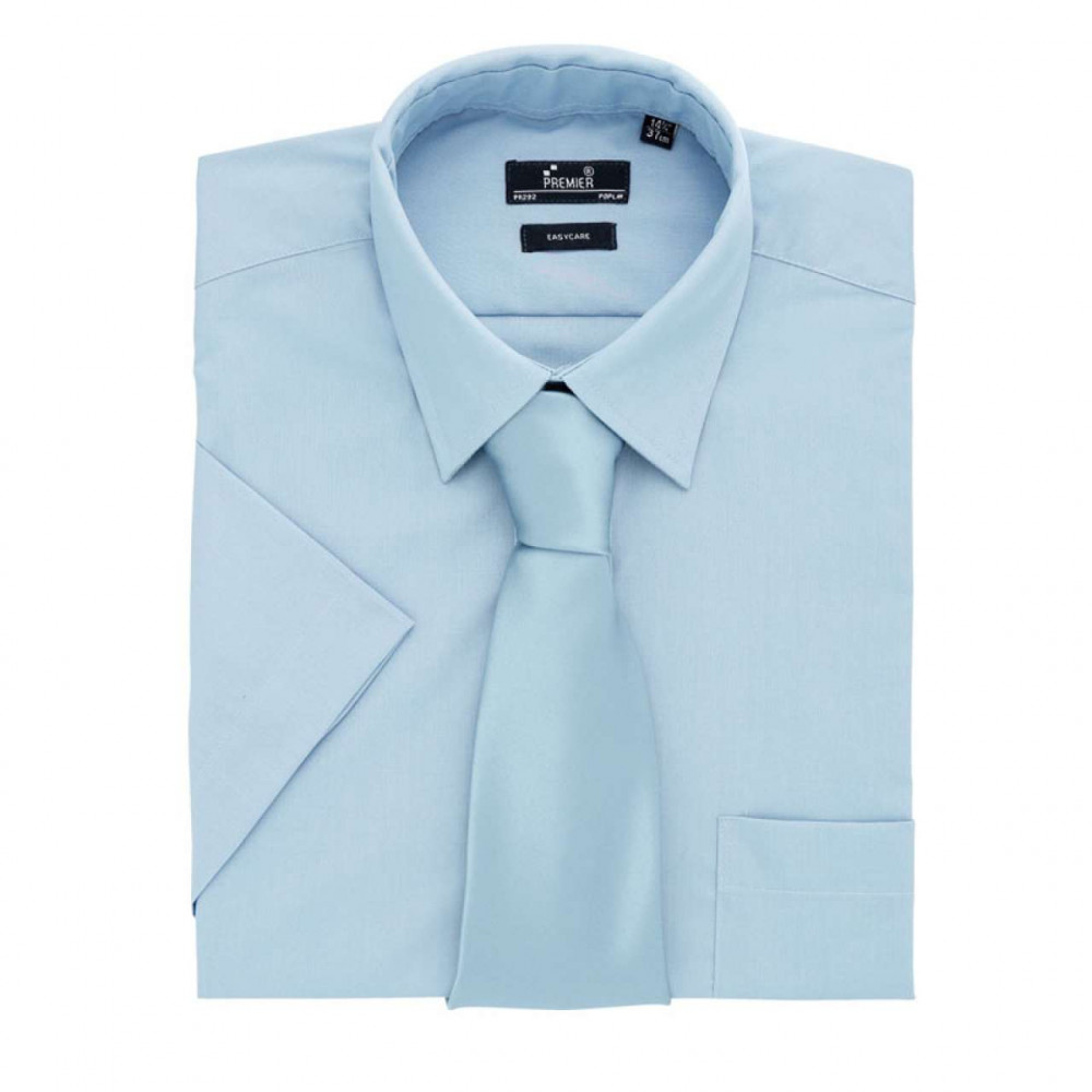 Férfi ing Premier PR202 Men&#039;S Short Sleeve poplin Shirt -2XL, Light Blue