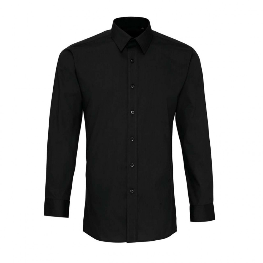 Férfi ing Premier PR204 Men’S Long Sleeve Fitted poplin Shirt -M, Black