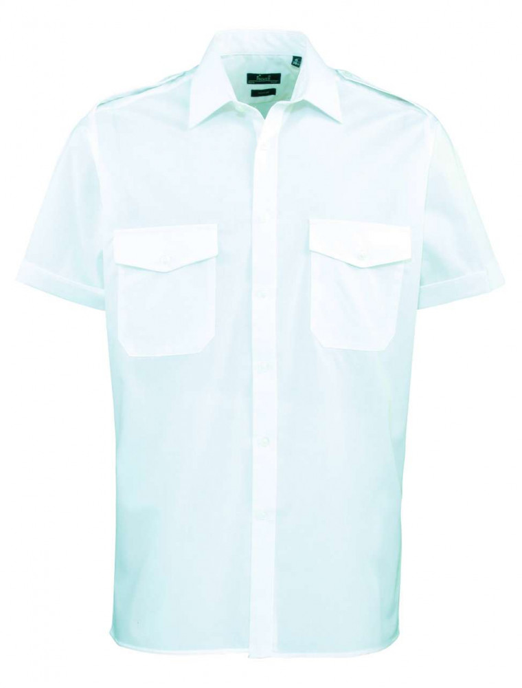 Férfi ing Premier PR212 Men’S Short Sleeve pilot Shirt -2XL, Light Blue